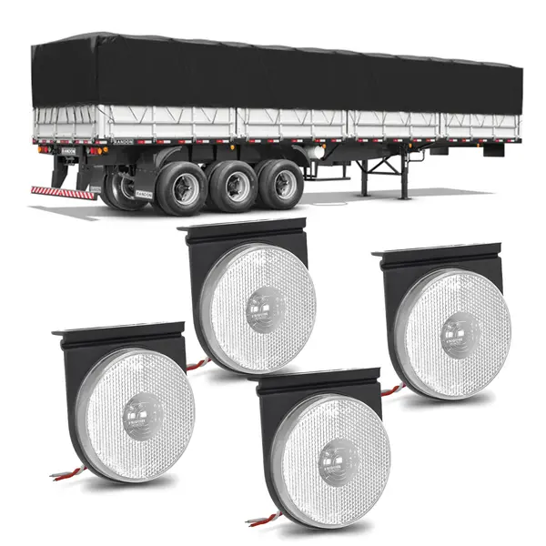 4 Lanterna Lateral Carreta Randon 12V 24V LED Cristal C/sup