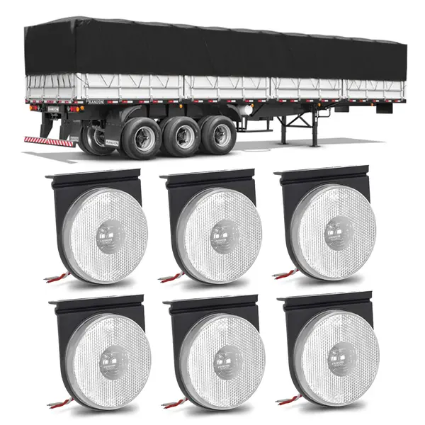 6 Lanterna Lateral Carreta Randon 12V 24V LED Cristal C/sup
