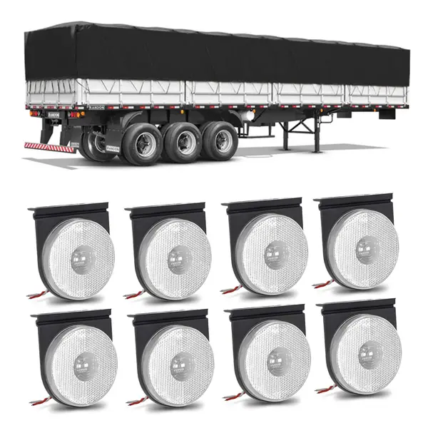 8 Lanterna Lateral Carreta Randon 12V 24V LED Cristal C/sup