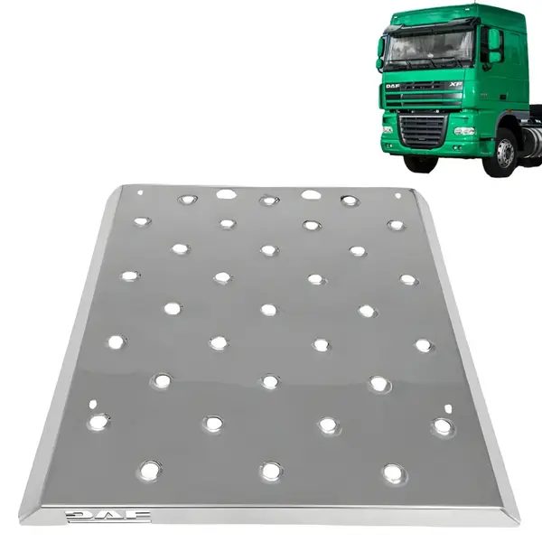 Acabamento Inox Tampa Antiderrapante Caixa Bateria para Caminhão DAF XF 2013 á 2019