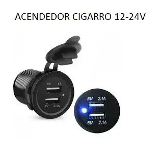 Acendedor Cigarro 12/24V Tomada 2 Usb