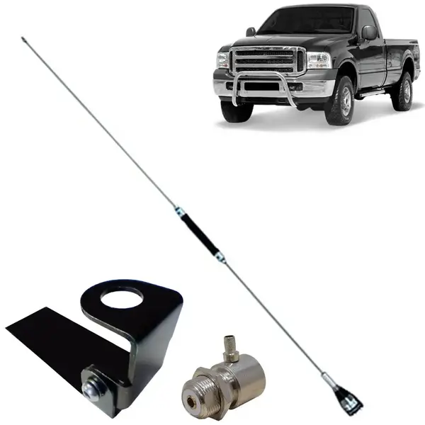 Antena PX Cromada Bobinada para Caminhonete 67cm Com Suporte