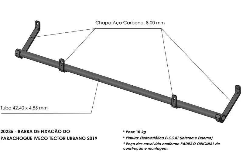 Barra Parachoque para Iveco Tector Tracado — 5802423206