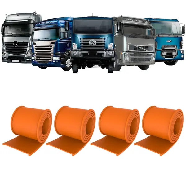 Borracha Cinta Tanque Caminhão Laranja 1000x76mm - Kit 4 Peças Durável