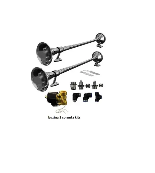 Buzina Ar 1 Corneta Cromada 740MM Maritima Kits 12V C/valvula