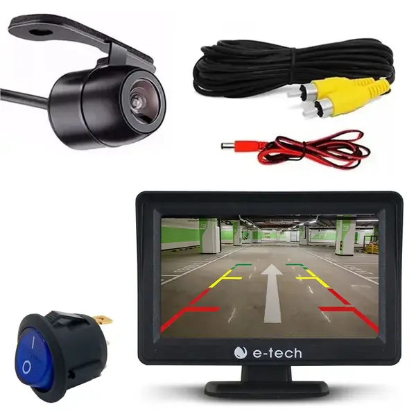 Câmera de Ré Para-Choque Borboleta Com Monitor 4.3 Polegadas