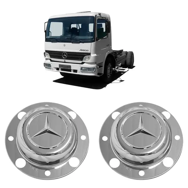 Capa Cubo Roda Dianteira Caminhão MB Atego Cubo Menor (par)