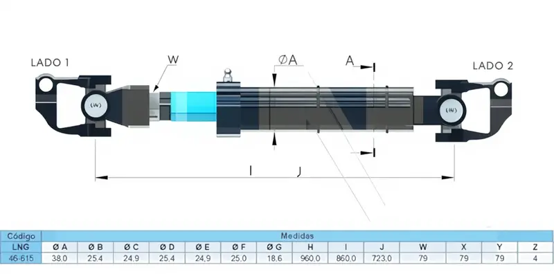 Coluna de Direcao Aco H=960MM MB — 384.460.7009
