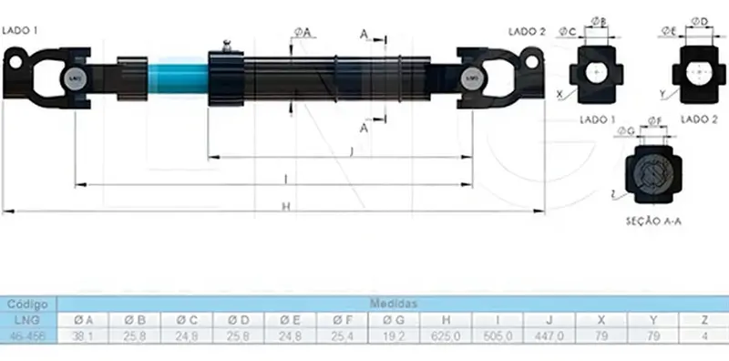 Coluna Direcao Aco 625MM para Scania Onibus — 1543014