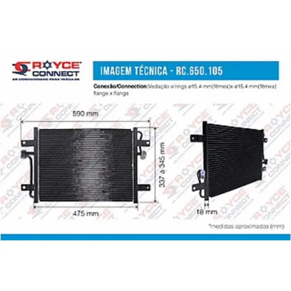 Condensador Fiat Palio e Siena 96/08 Royce — RI650105