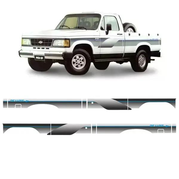 Conjunto Faixa Adesiva para Chevrolet D20 1993 Prata