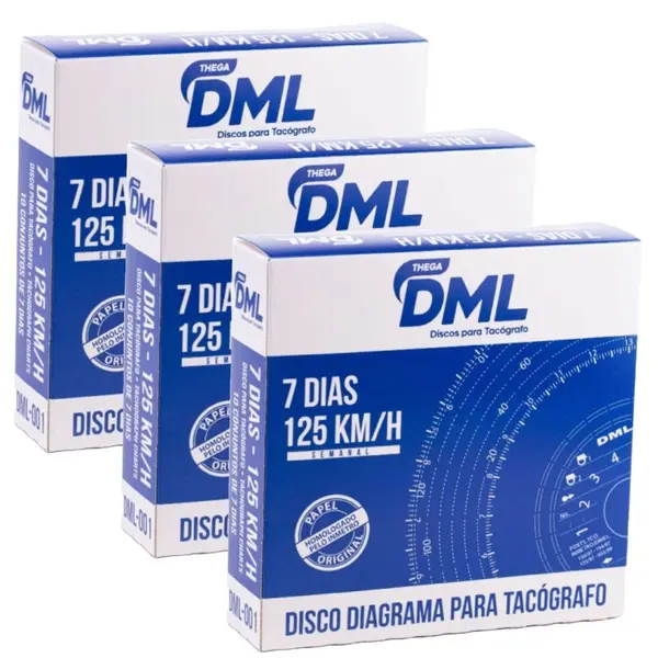 Disco Tacografo 125KMH 7 Dias c/ 10 Unid — DML001