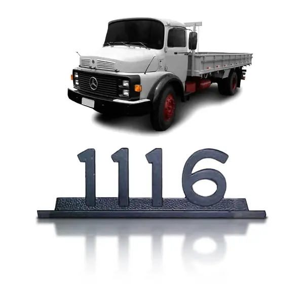 Emblema Caminhão MB 1116 Ferro Zamak Preto