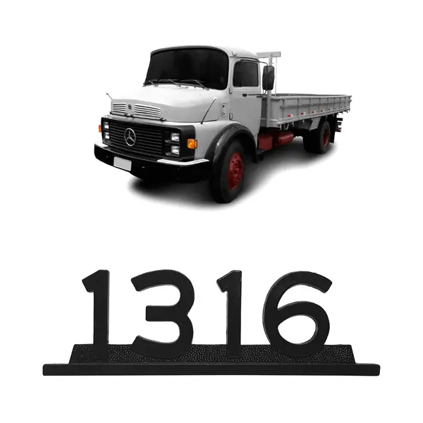 Emblema Caminhão MB 1316 Preto de Ferro Zamak