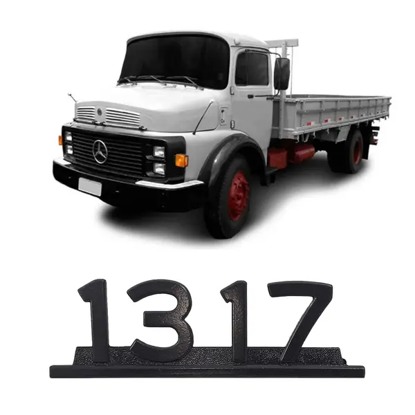 Emblema Caminhão MB 1317 Preto de Ferro Zamak