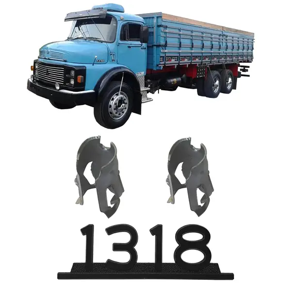 Emblema Caminhao MB 1318 Zamak Preto C/presilha