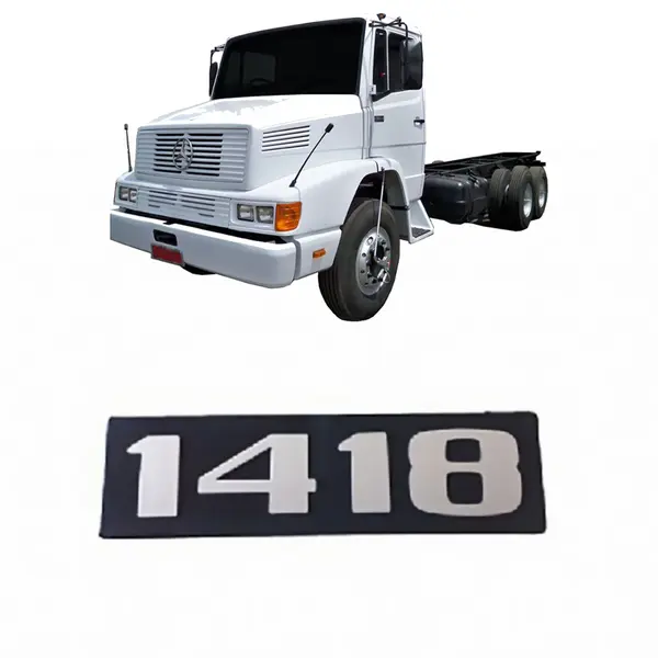 Emblema Caminhão MB 1418 Plástico Preto c/ Relevo Prata