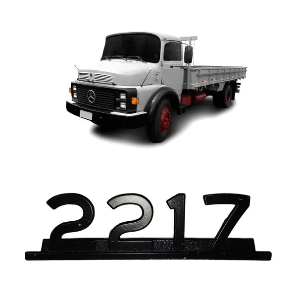 Emblema Caminhão MB 2217 Preto de Ferro Zamak