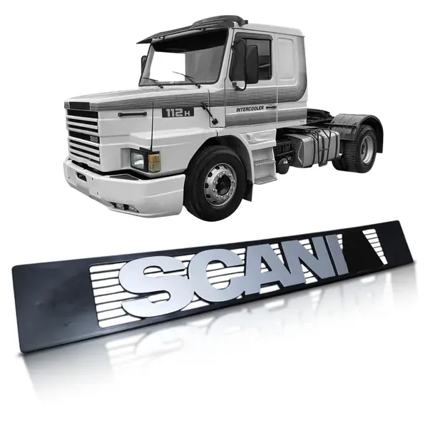 Emblema Frontal Caminhão Sc 112 113 S3 Cabine R Cinza Fosco