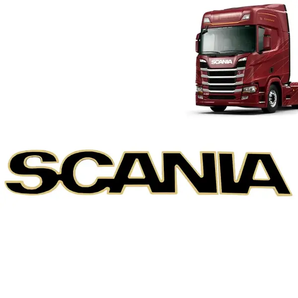 Emblema Letreiro Frontal Grade para Caminhão Scania NTG Black Piano Gold