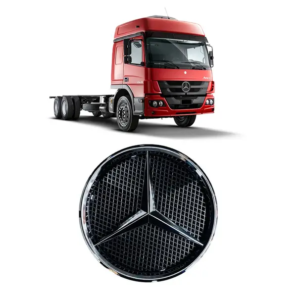 Estrela Cromada para Caminhão MB Axor Atego com Tela 260mm em Plástico