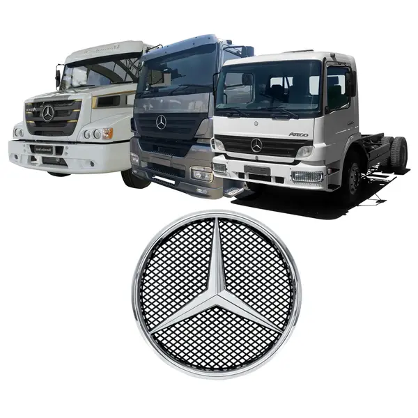 Estrela Cromada para Caminhão Mercedes Benz Atron 1635 com Tela 26cm