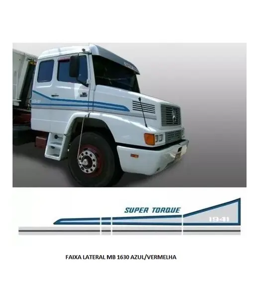 Faixa Lateral MB 1630 Azul/vermelha