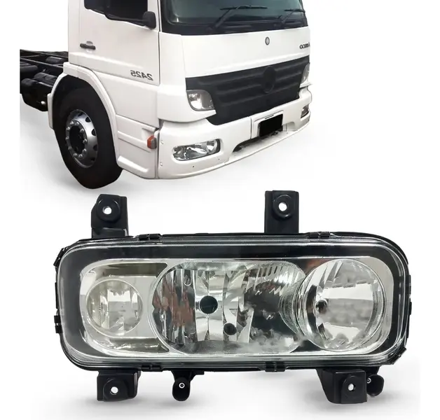 Farol Lado Direito Compatível Mercedes-benz Atego Lente Lisa Sem Auxiliar 2010 A 2012