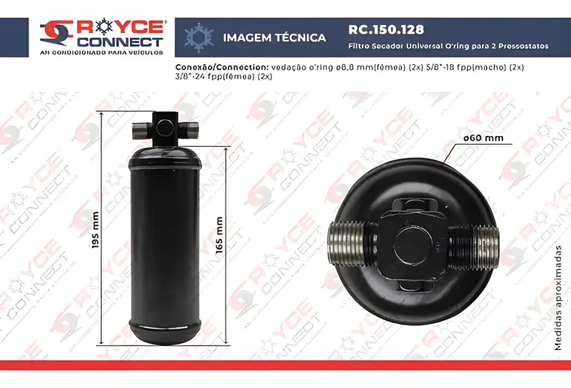 Filtro Secador Univ Ar Condicionado Royce — RI150028