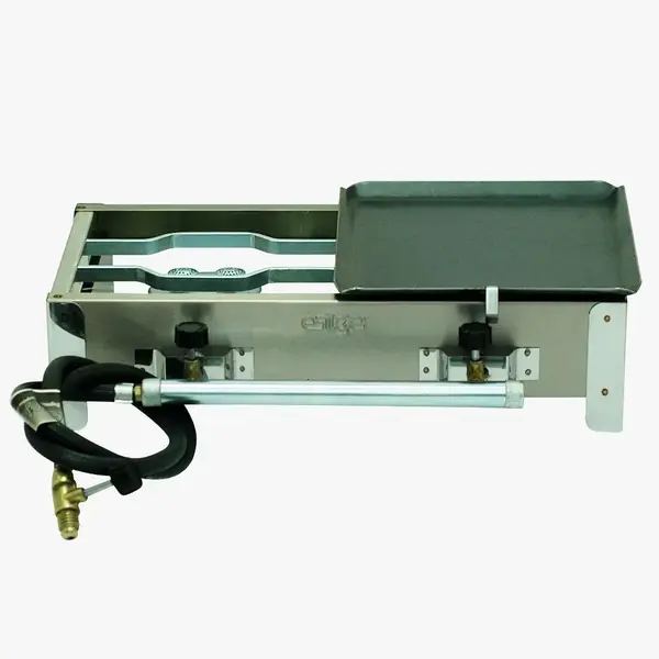 Fogareiro em Inox 2 Bocas com 1/2 Chapa