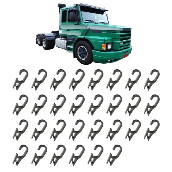 Gancho para Cortina Plástico Caminhão Scania T112 1991 Kit 30 Peças