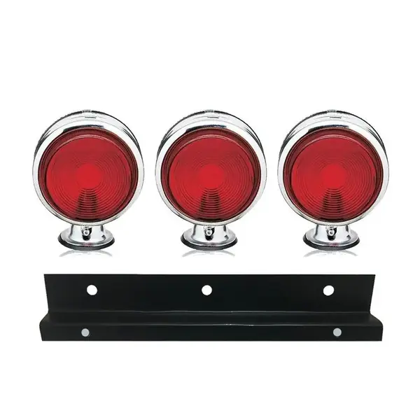 Kit 3 Lanternas Foguinho Vermelha Cromada com suporte