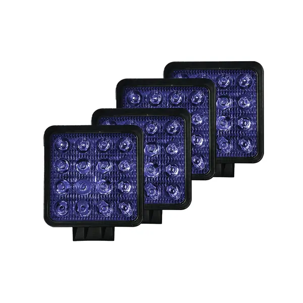 KIT 4 Farol Milha Auxiliar LED Luz Azul Maquinas Agrícolas