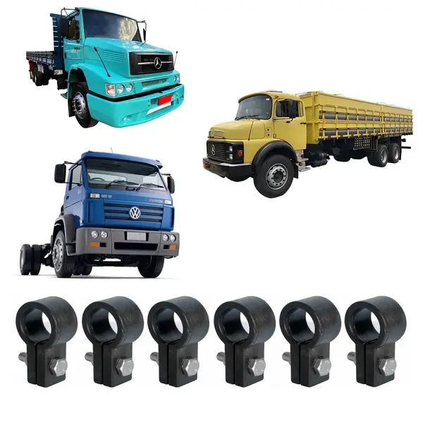 KIT 6 Abraçadeira Tirante Espelho Caminhão MB VW Ford 18MM