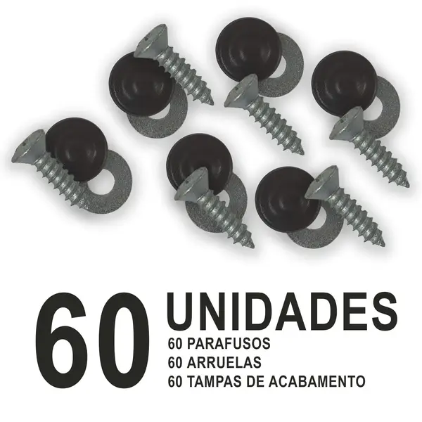 KIT 60 Parafuso Porta Fusca Brasilia Kombi c/ Tampa Plástica