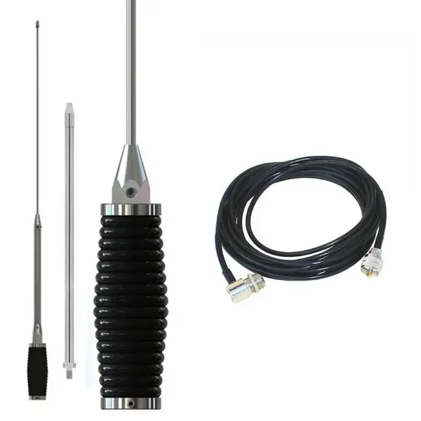 Kit Antena PX Maria Mole Vareta Aço Inox + Prolongador de 40 cm + Cabo