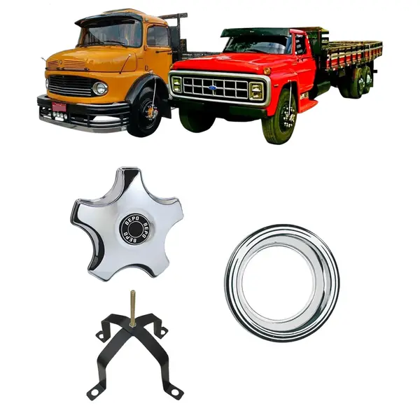 KIT Calota 5 Pontas Aro 20 Ford CARGO/14000 e VW C/aro e Suporte