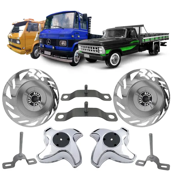KIT Calota Caminhão Aro 16 Fechada MB 608 VW F4000 C/suporte