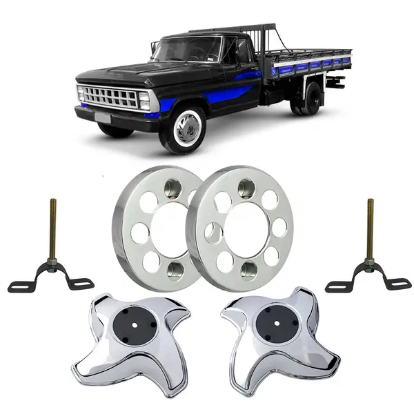 KIT Calota Caminhão Ford F4000 e D40 Aro 16 C/8 Furos e Sup.