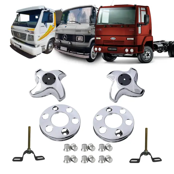 KIT Calota Caminhão MB 608 VW 6.90 7.90 Cargo 712 814 Aro 16