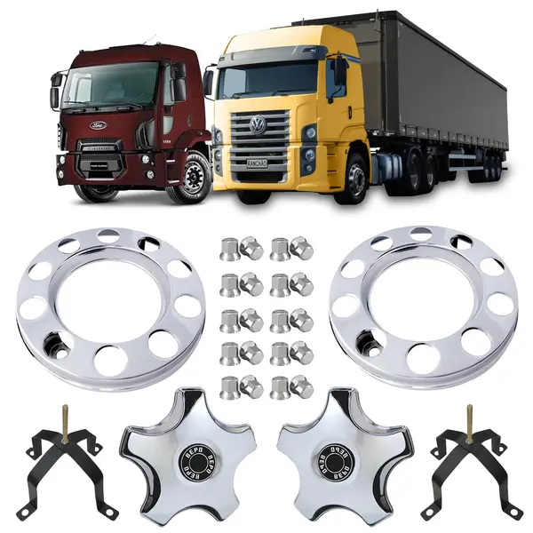 KIT Calota Ford Cargo VW Constellation Aro 22,5 10 Furos