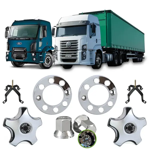 KIT Calota Ford Cargo VW Cosntellation Aro 22,5 8 Furos