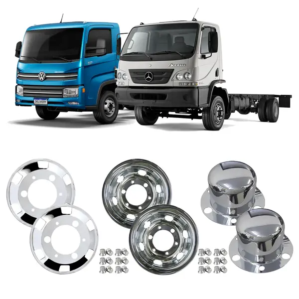 KIT Calota MB Accelo e VW Delivery Novo Aro 17,5 c/ Cubos