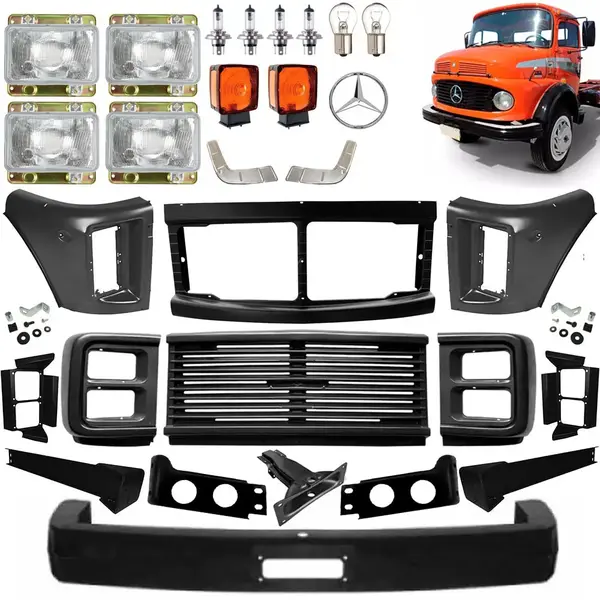 Kit Completo Transformação Caminhão MB 1113 Farol Redondo para Cara Preta