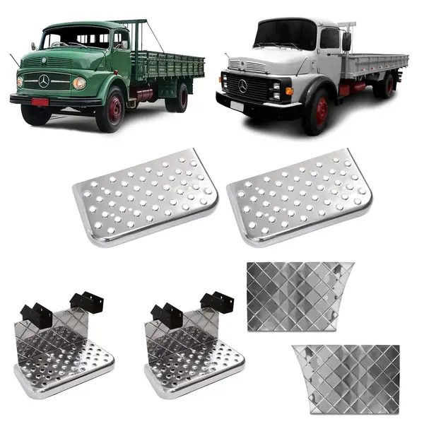 KIT Estribo Cromado Caminhão MB 1113 1313 2013 Inox Completo