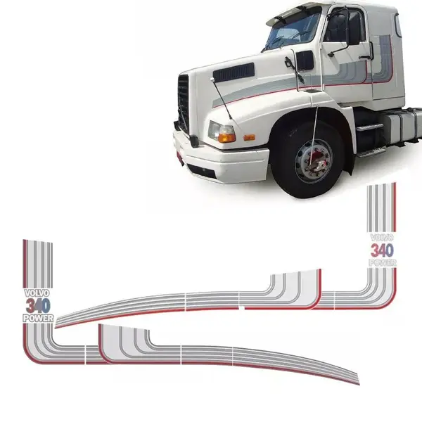 Kit Faixa Adesiva Prata Para Volvo NL Power 340 1989