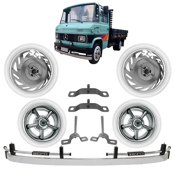 Kit Parachoque Argentino com Calotas e Faixas para Caminhão MB 608 - Acessórios Originais e Duráveis