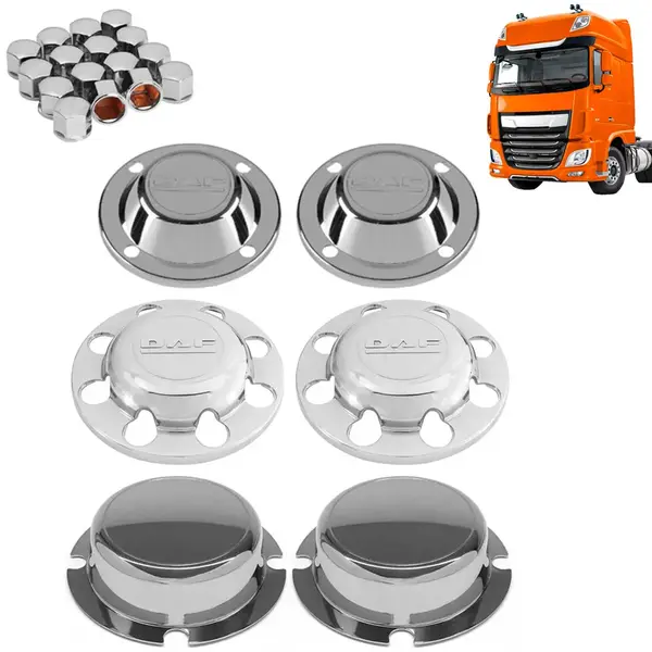 Kit Sobre Tampa Cubo Cromada para Caminhão DAF CF / XF 6×2