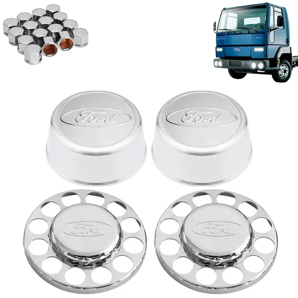 Kit Sobre Tampa Cubo Cromada para Caminhão Ford Cargo 3/4 4×2
