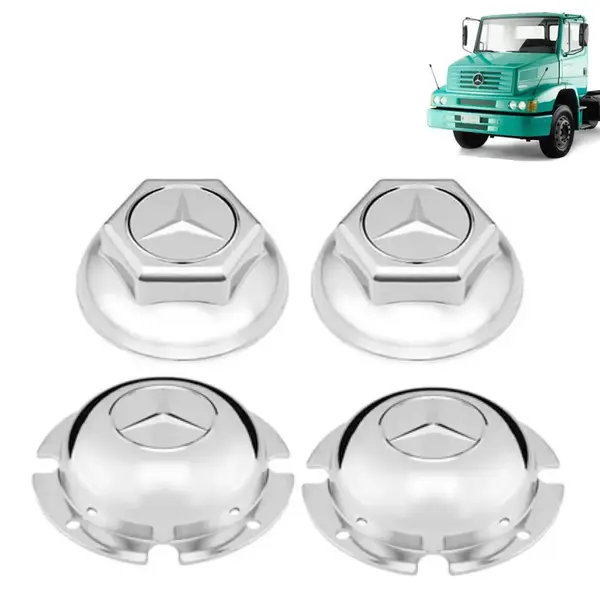 Kit Sobre Tampa Cubo Cromada para Caminhão MB 1418 / 1620 4X2